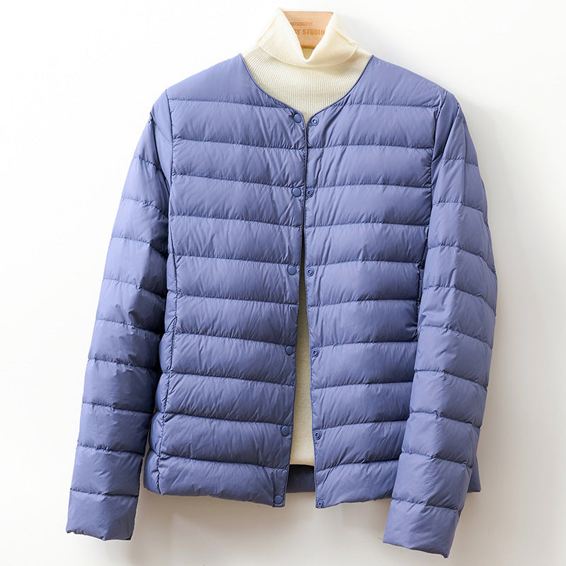 Kelvreth | Women's Comfy Lightweight Puffer Jacket with Snap-Button Front — Lavender