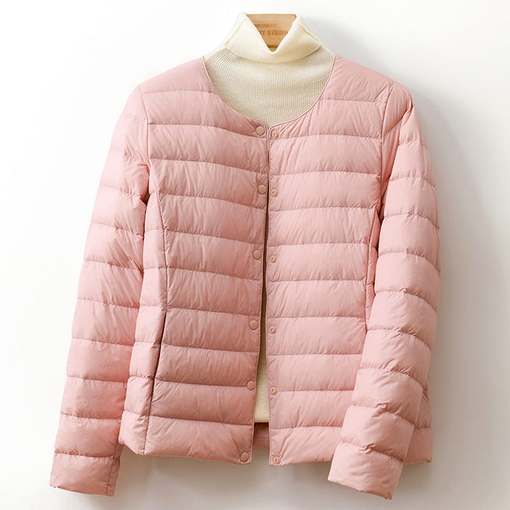 Kelvreth | Women's Comfy Lightweight Puffer Jacket with Snap-Button Front — Light Pink