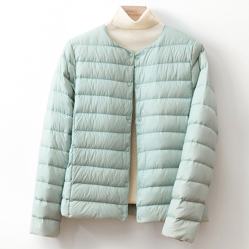 Kelvreth | Women's Comfy Lightweight Puffer Jacket with Snap-Button Front — Mint