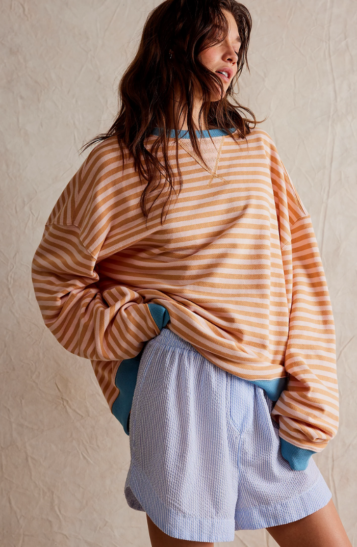 Kesiina | Women's Knit Cozy Striped Oversized Sweater for — Orange Stripes