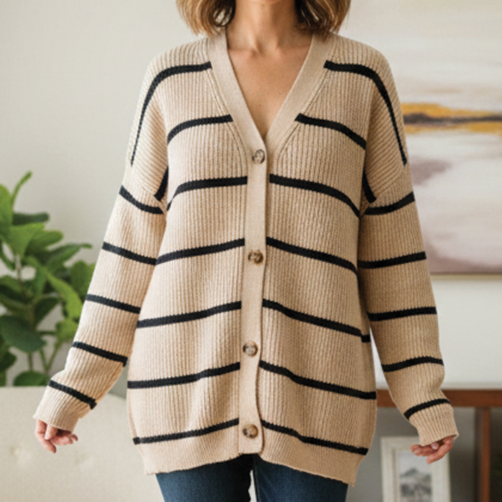 Laelisse | Women's Sweater Vest Striped Knit Cozy Layering