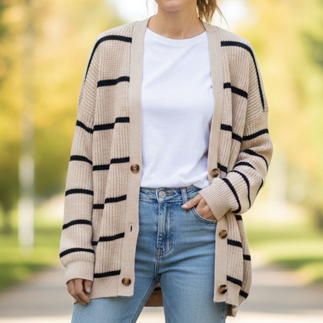 Laelisse | Women's Sweater Vest Striped Knit Cozy Layering