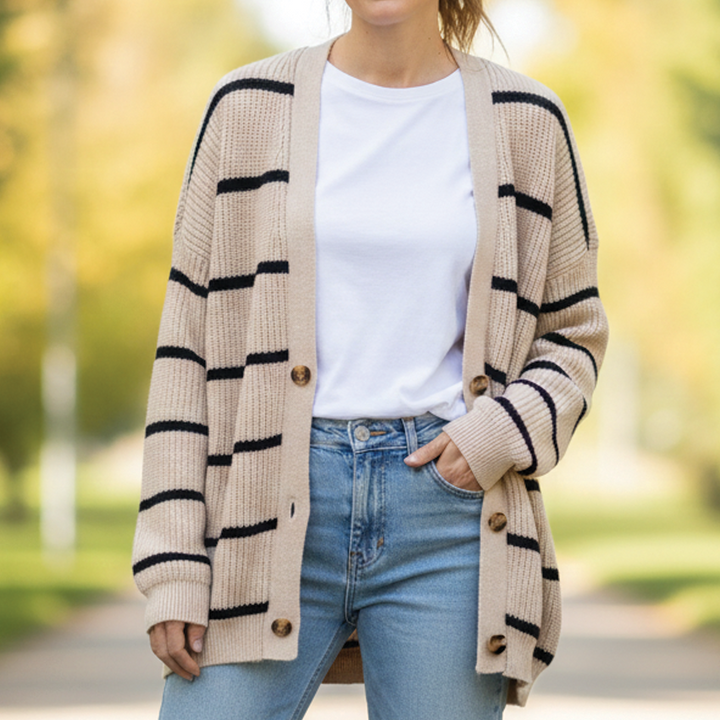 Laelisse | Women's Sweater Vest Striped Knit Cozy Layering