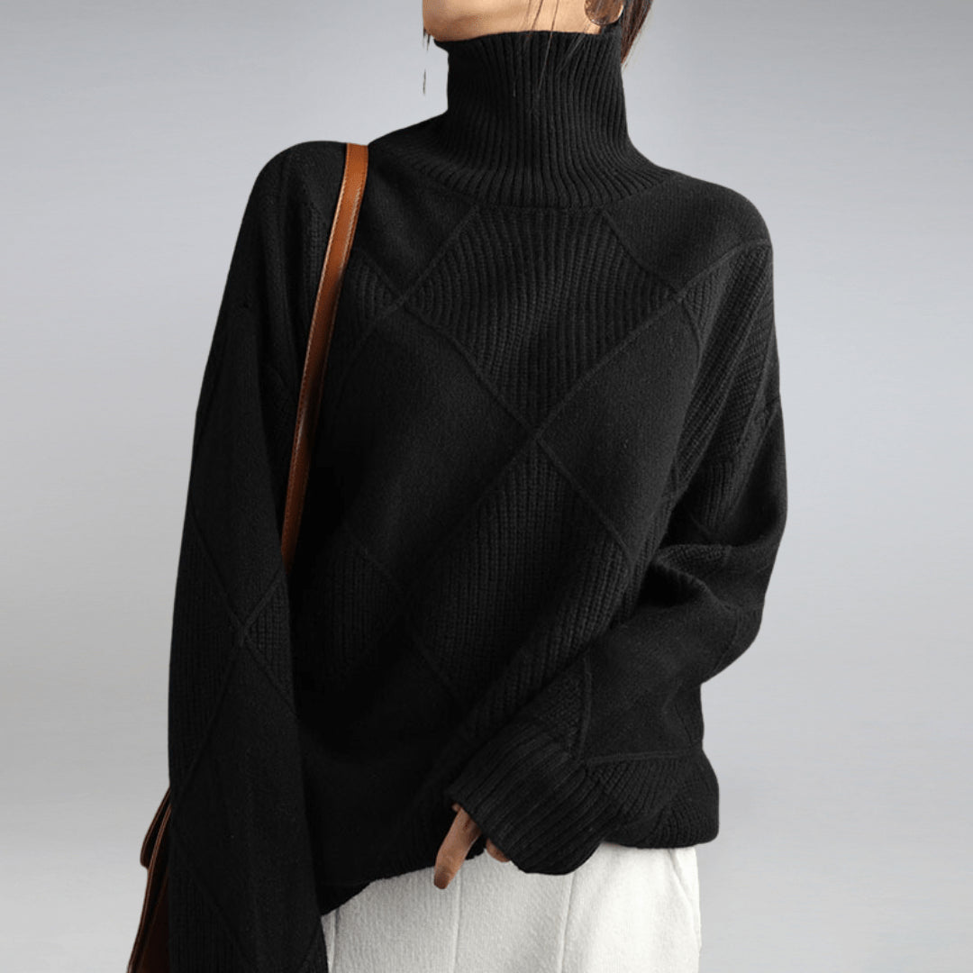 Laellia | Women's Knit Cozy Soft Turtleneck Sweater — Black