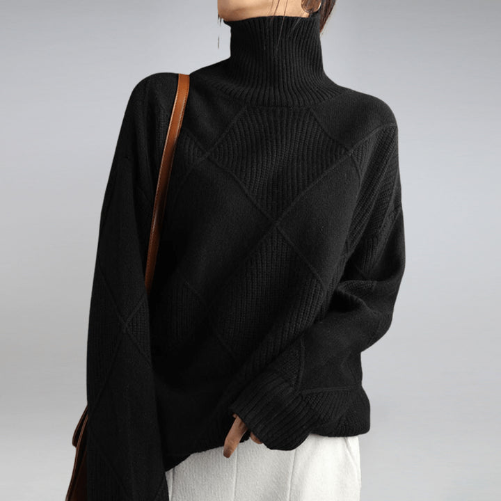 Laellia | Women's Knit Cozy Soft Turtleneck Sweater — Black