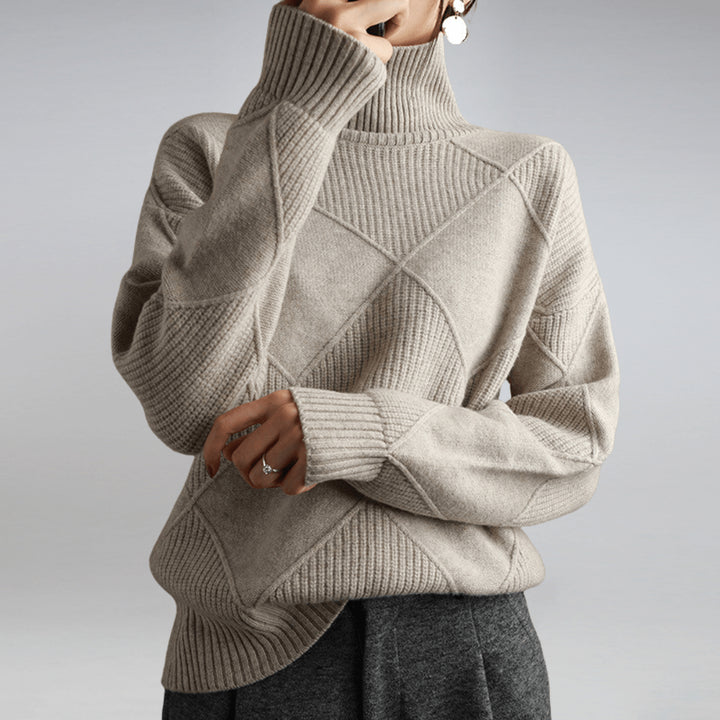 Laellia | Women's Knit Cozy Soft Turtleneck Sweater — Gray