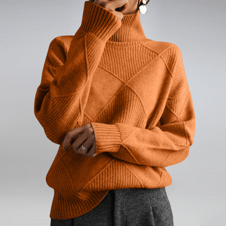 Laellia | Women's Knit Cozy Soft Turtleneck Sweater — Orange