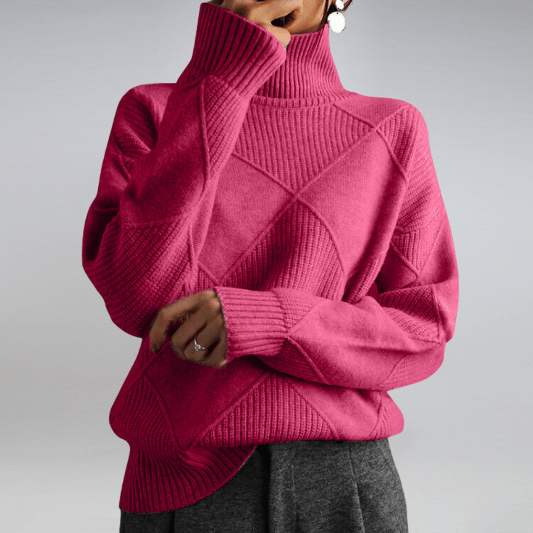 Laellia | Women's Knit Cozy Soft Turtleneck Sweater — Pink