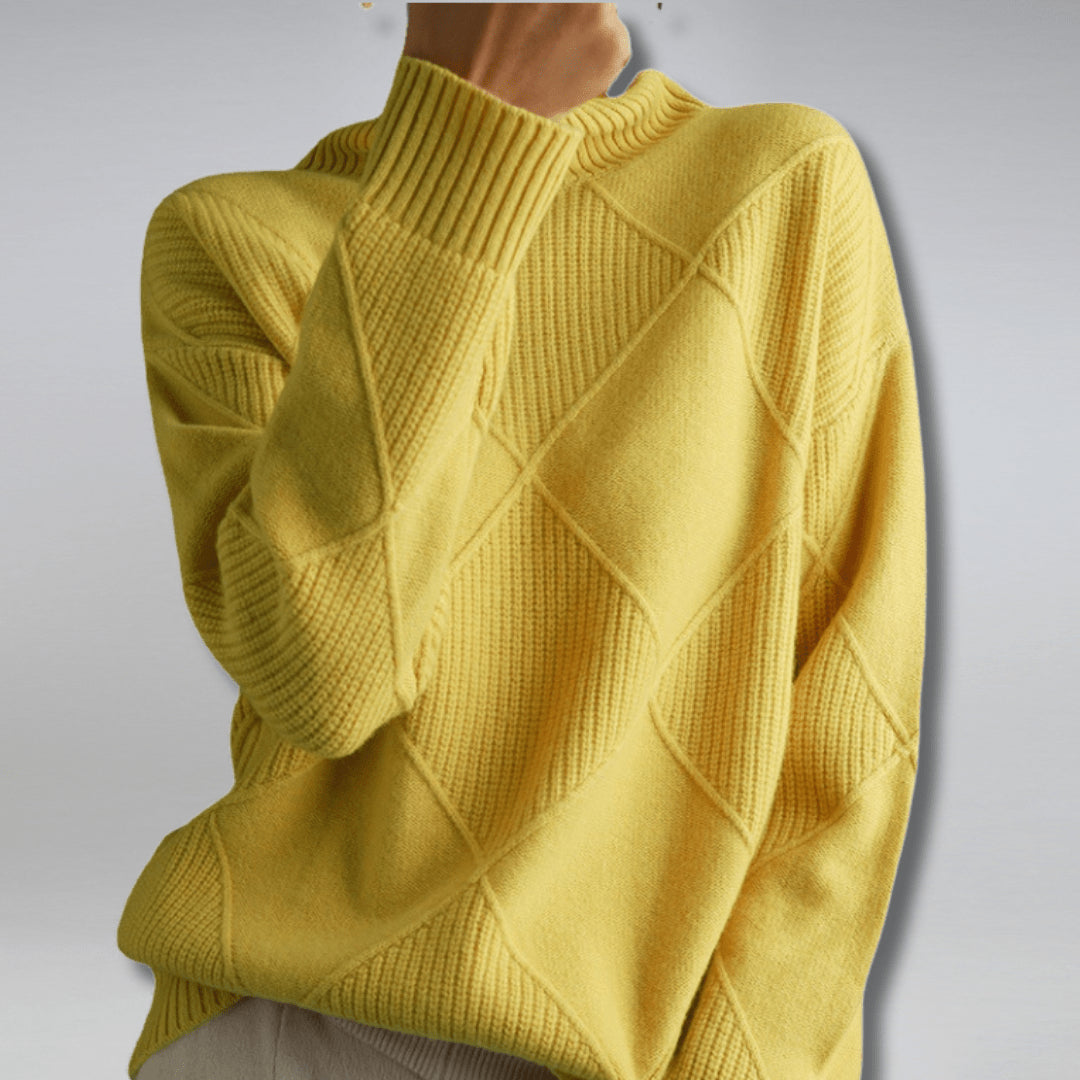 Laellia | Women's Knit Cozy Soft Turtleneck Sweater — Yellow