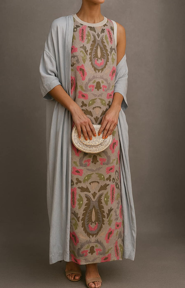Lara | Women's Wedding Guest Elegant Matching Long Dress & Coat Set Dresses — 3