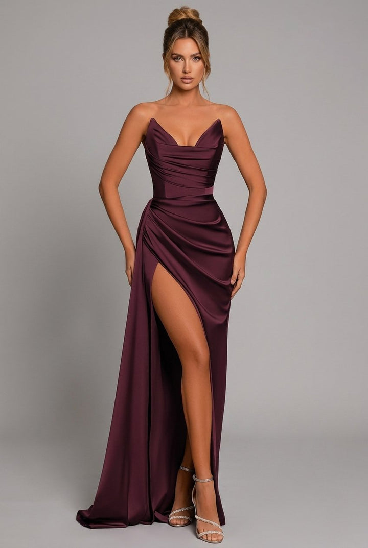 Lavinia | Women's Elegant Maxi Wedding Guest Dress with High Slit Dresses — 1