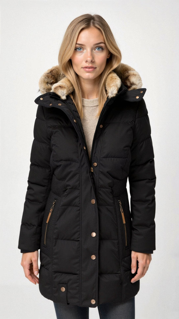 Lisettecine | Women's Hooded puff Jacket – Mid-Length Coat — 1
