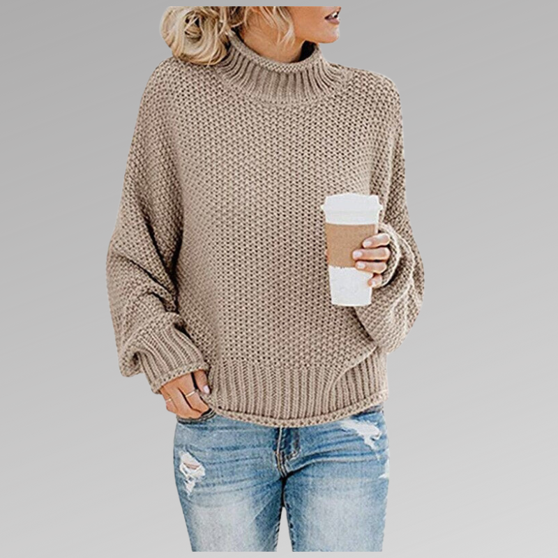 Lisetteita | Women's Cozy Knitted Sweater - Comfortable and Timeless — Beige