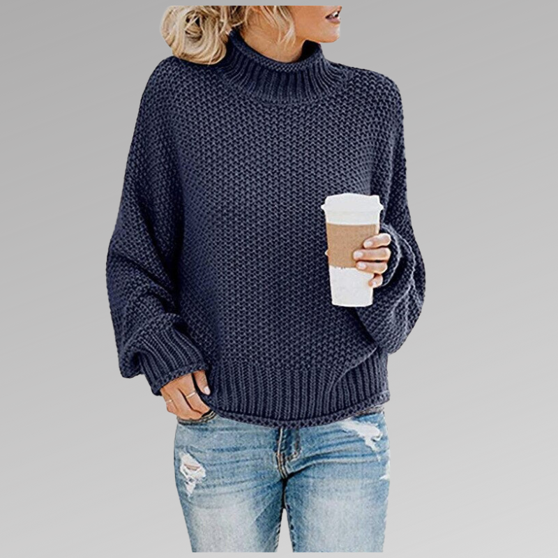 Lisetteita | Women's Cozy Knitted Sweater - Comfortable and Timeless — Blue