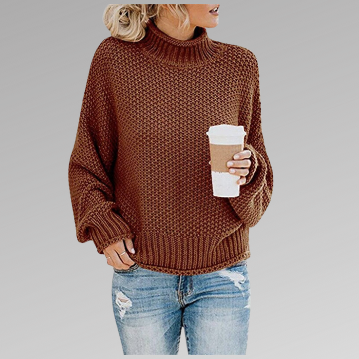 Lisetteita | Women's Cozy Knitted Sweater - Comfortable and Timeless — Brown