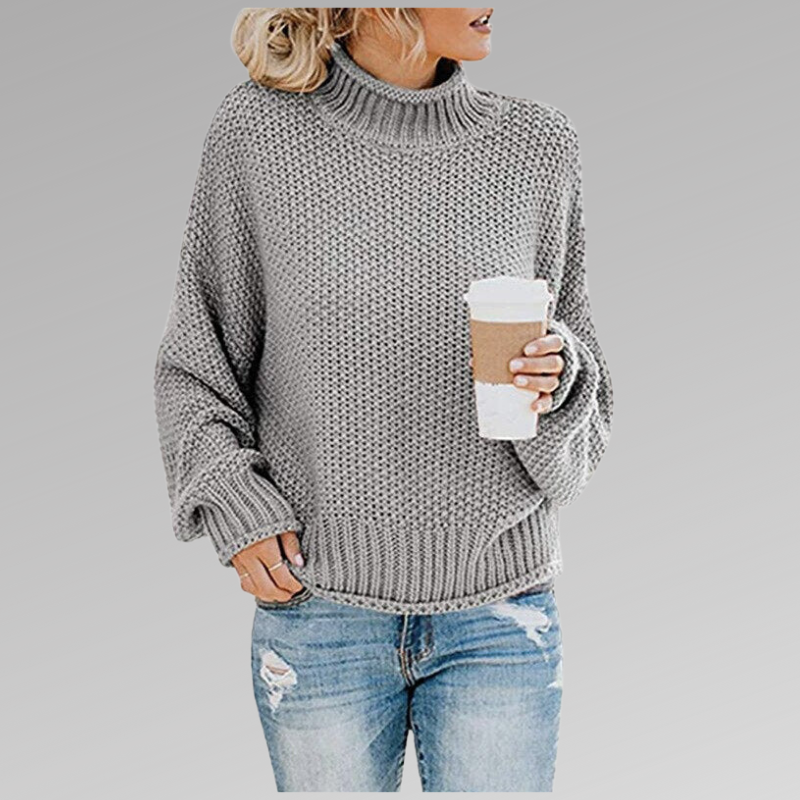 Lisetteita | Women's Cozy Knitted Sweater - Comfortable and Timeless — Gray