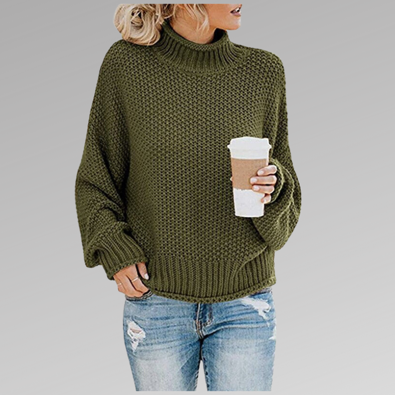 Lisetteita | Women's Cozy Knitted Sweater - Comfortable and Timeless — Green