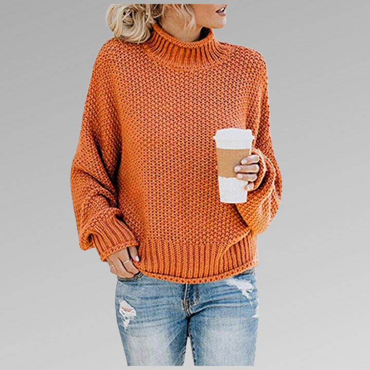 Lisetteita | Women's Cozy Knitted Sweater - Comfortable and Timeless — Orange