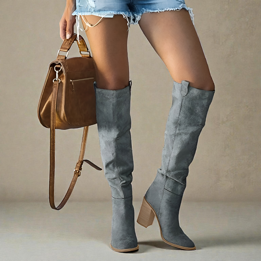 Livdora | Women's Knee High Boots Block Heel Closed Toe Everyday Wear