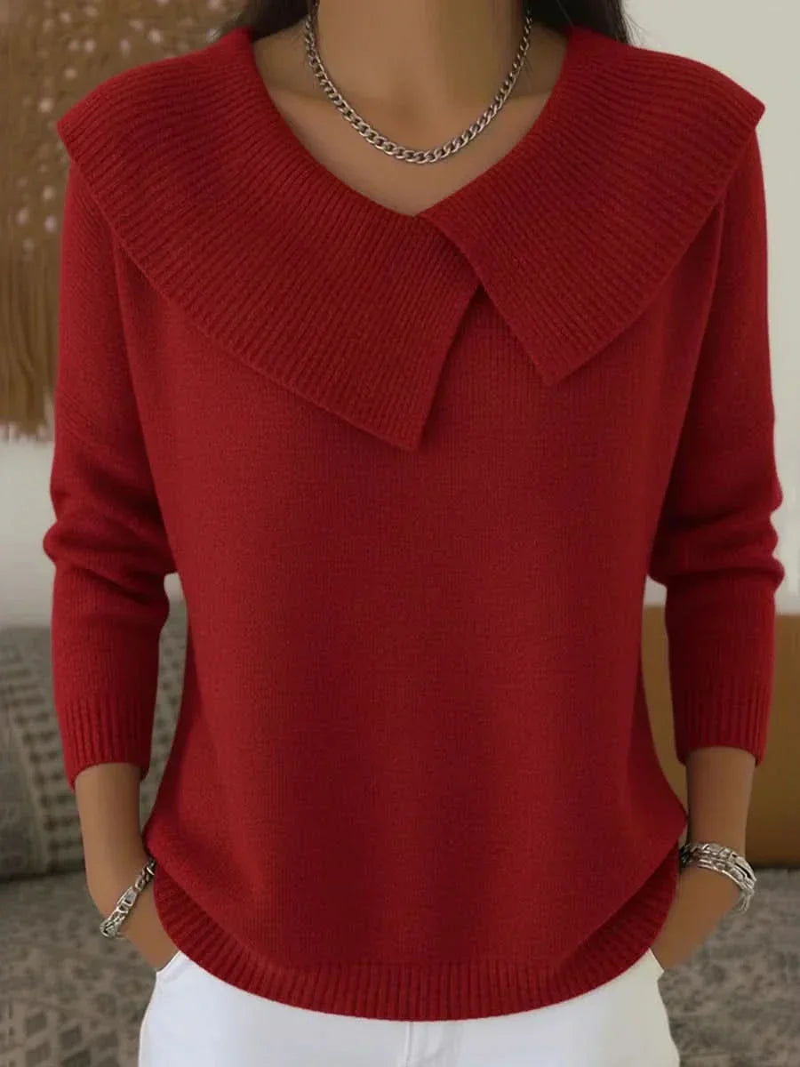 Livnia | Women's Knit Cozy Ribbed Collar Detail Sweaters — 2