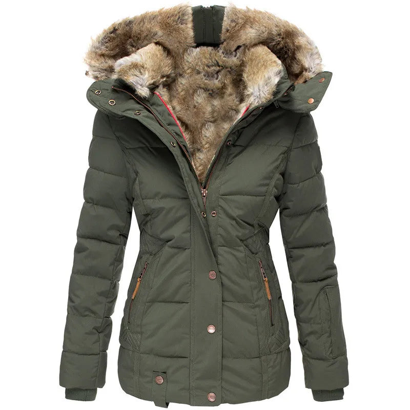 Lumietta | Women's Mid Length Coat – Fleece Lined Weather Resistant Jacket — Green