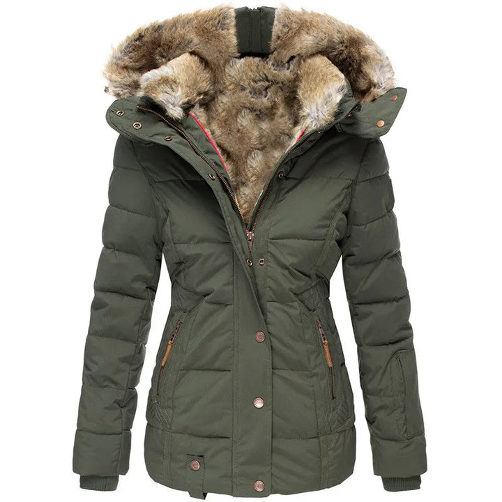 Lumietta | Women's Mid Length Coat – Fleece Lined Weather Resistant Jacket — Green