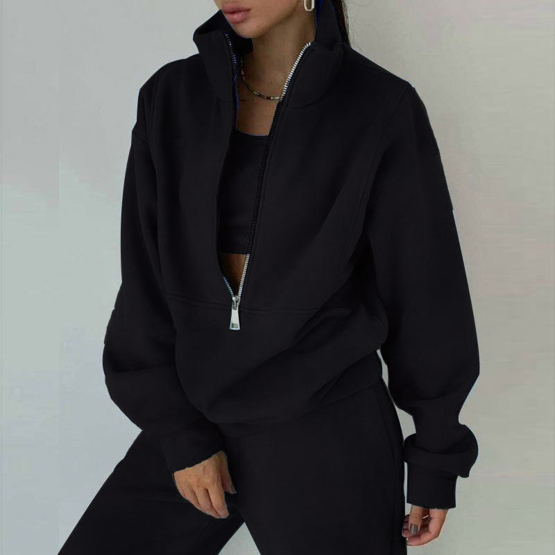 Lumiynn | Women's Half-Zip Fleece Sweatsuit Two-Piece Set