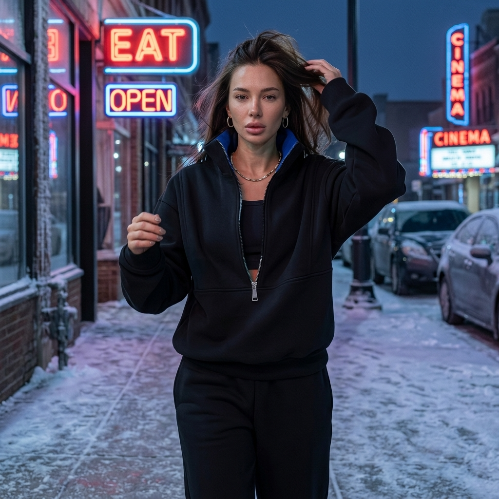 Lumiynn | Women's Half-Zip Fleece Sweatsuit Two-Piece Set