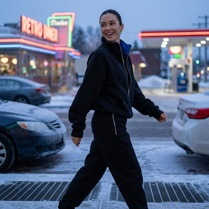 Lumiynn | Women's Half-Zip Fleece Sweatsuit Two-Piece Set