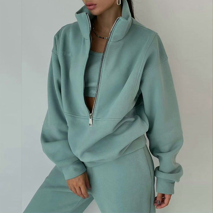 Lumiynn | Women's Half-Zip Fleece Sweatsuit Two-Piece Set