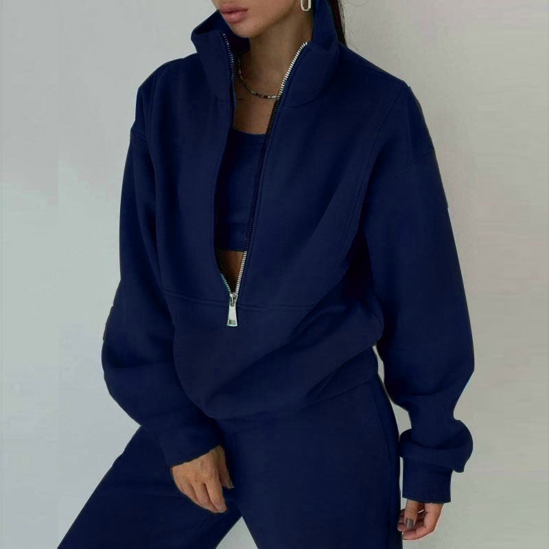 Lumiynn | Women's Half-Zip Fleece Sweatsuit Two-Piece Set
