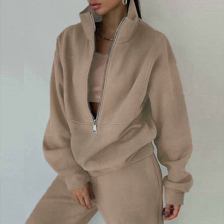 Lumiynn | Women's Half-Zip Fleece Sweatsuit Two-Piece Set