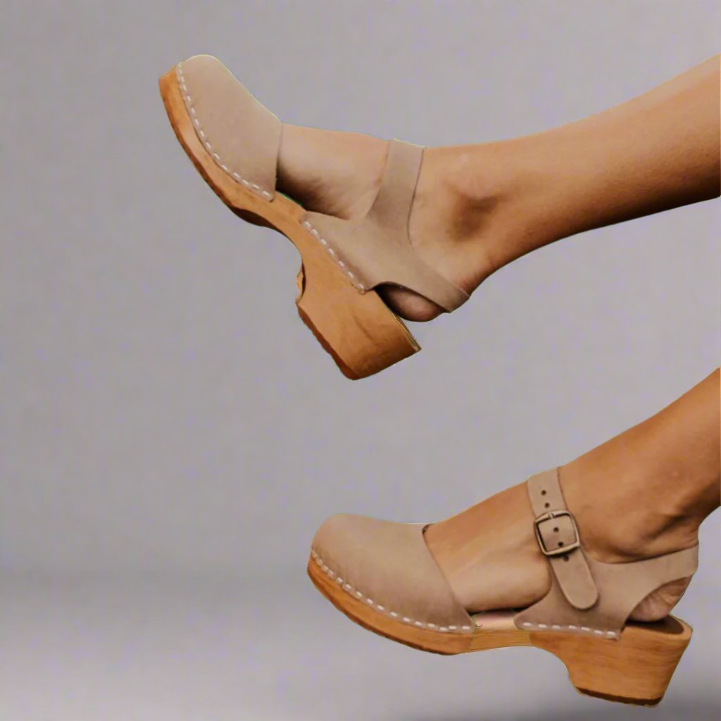 Luncine | Women's Casual Stretch Timeless And Comfortable Vintage Platform Clogs Tops — Beige