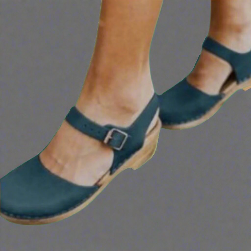 Luncine | Women's Casual Stretch Timeless And Comfortable Vintage Platform Clogs Tops — Blue