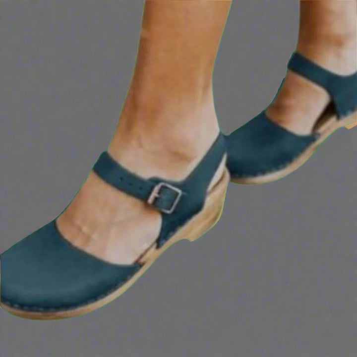 Luncine | Women's Casual Stretch Timeless And Comfortable Vintage Platform Clogs Tops — Blue