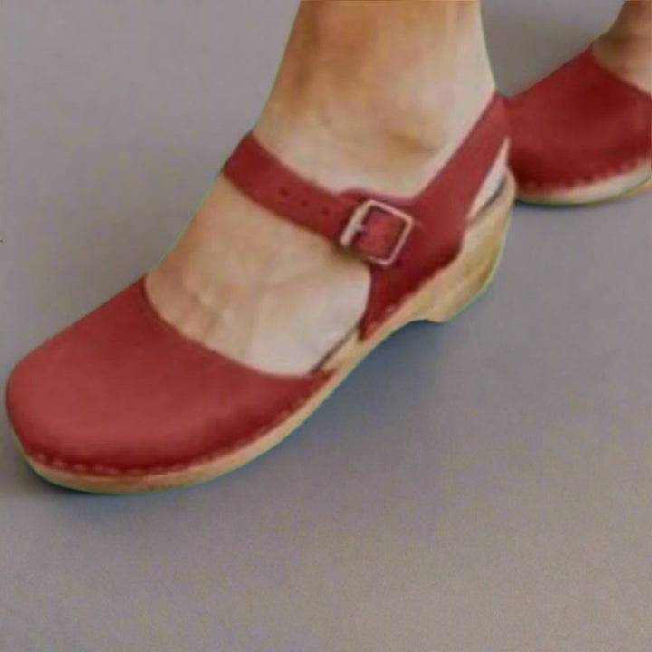 Luncine | Women's Casual Stretch Timeless And Comfortable Vintage Platform Clogs Tops — Red