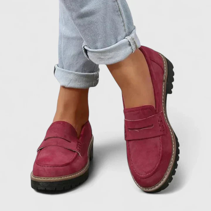 Lunelle | Women's Orthopedic Comfort Slip-On Orthopedic Arch Support Loafers — Red