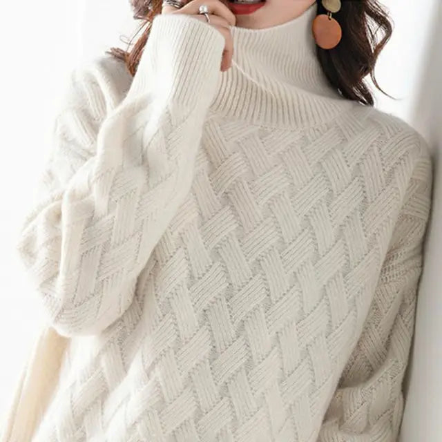 Lyramora | Women's Knit Cozy Luxury Sweater — Beige
