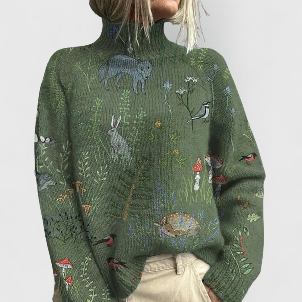 Marenaine | Women's Cozy Knit Sweater Turtleneck Relaxed Fit — 2