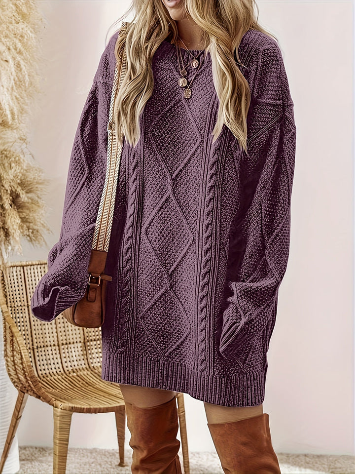 Marenara | Women's Cable-Knit Long Sleeve Sweater Dress