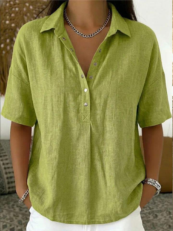 Marisol | Women's Casual Button-Up Collar Shirt — Green