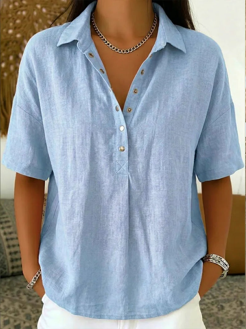 Marisol | Women's Casual Button-Up Collar Shirt — Light Blue