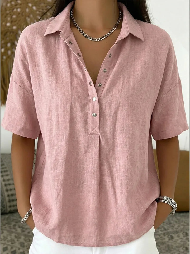 Marisol | Women's Casual Button-Up Collar Shirt — Pink