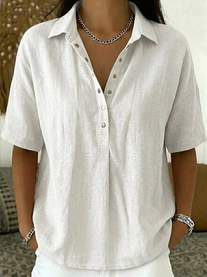 Marisol | Women's Casual Button-Up Collar Shirt — White