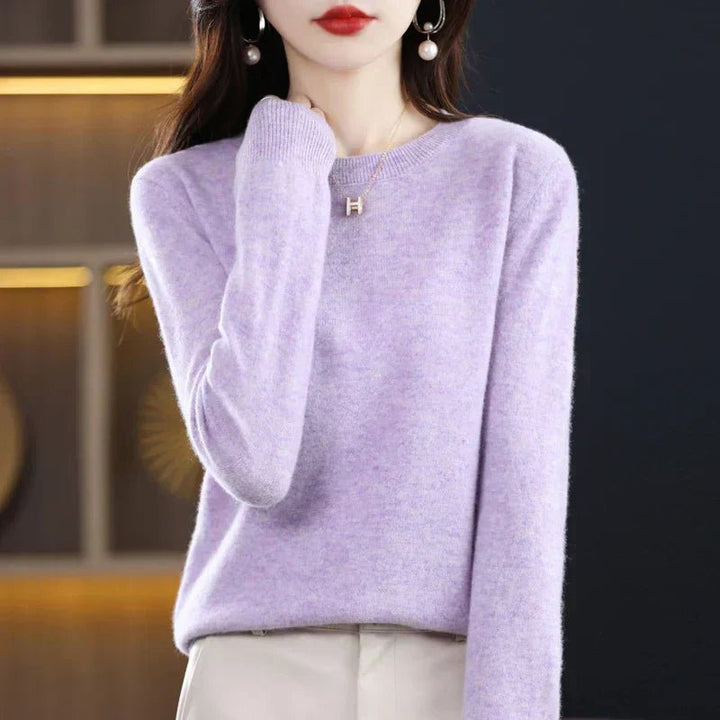 Marloine | Women's Cozy Classic and Comfortable Cashmere Crew Neck Sweater — Light Purple