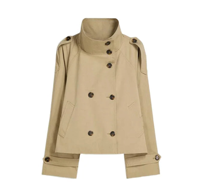 Marloreth | Women's Casual Stand Collar Coat — Khaki