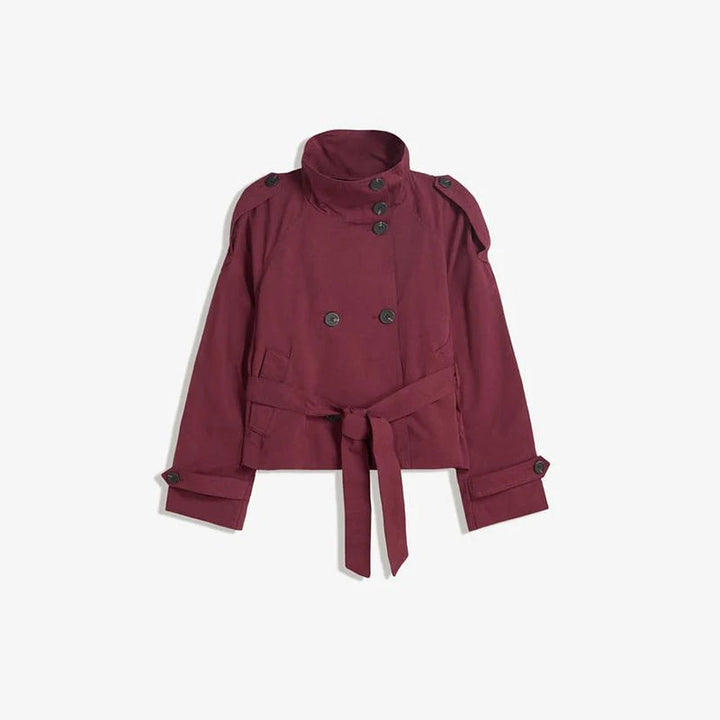 Marloreth | Women's Casual Stand Collar Coat — wine red