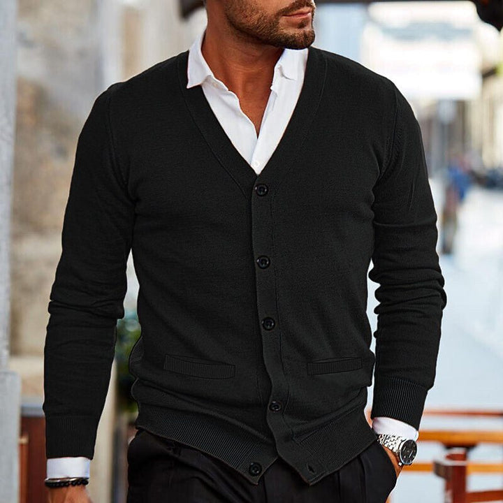 Matthias | Men's Knit Cozy Vest Comfortable Casual Cardigan Sweaters — Black