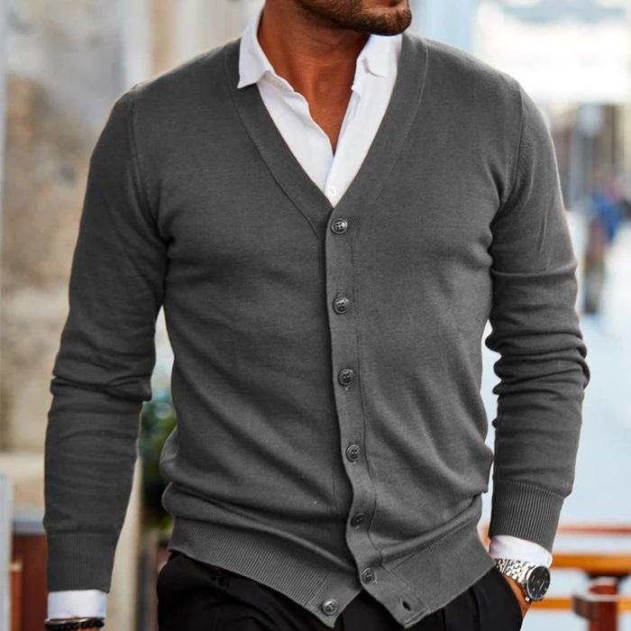 Matthias | Men's Knit Cozy Vest Comfortable Casual Cardigan Sweaters — Gray
