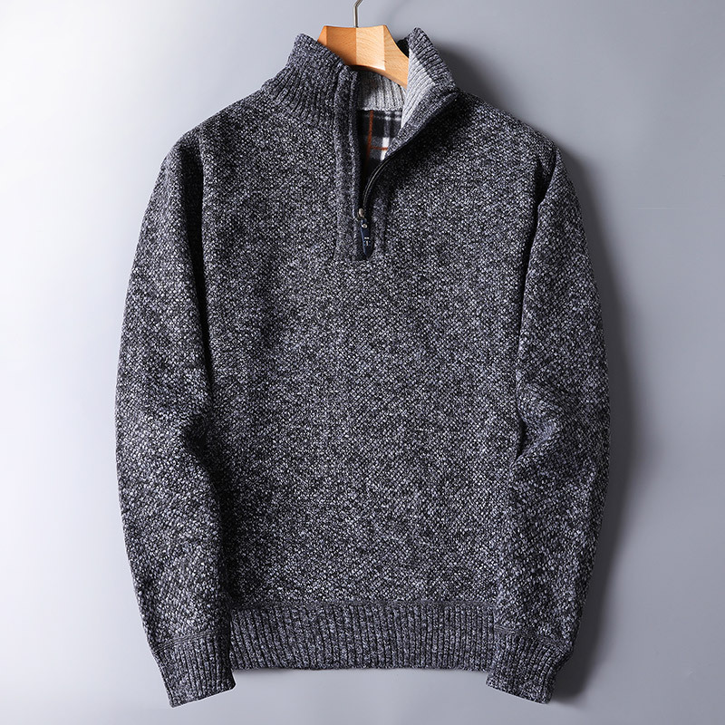 Maximilian | Men's Cozy Ribbed Knit Quarter Zip Sweater for Men — Black